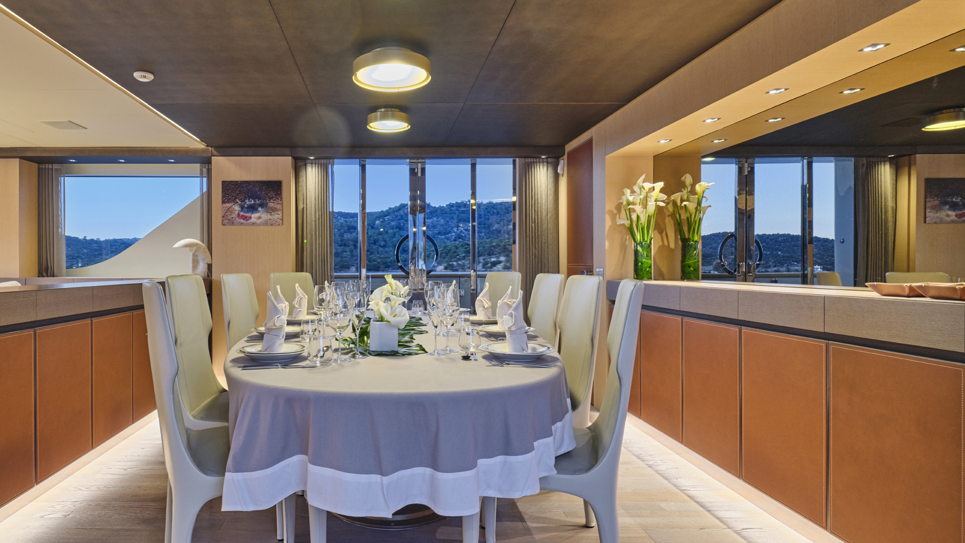 Main Salon Dining Table - At Night