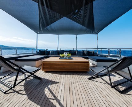 Sundeck Aft Lounge Area with shade